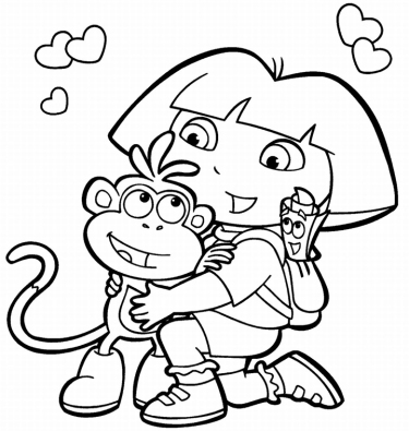 Dora Boots and Map Coloring Pages